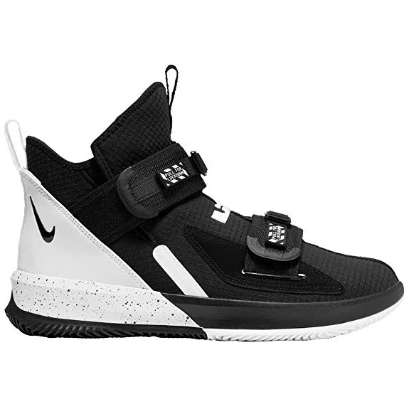 Breathable Tennis Shoes-New Nike Lebron James Soldier XIII SFG TB Basketball Shoes Men 9.5 Black/White