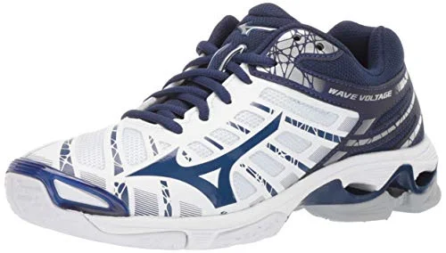 Low Cut Tennis Shoes-New Mizuno Women 6.5 Wave Voltage Indoor Court Volleyball Shoe Navy/White/Silvr