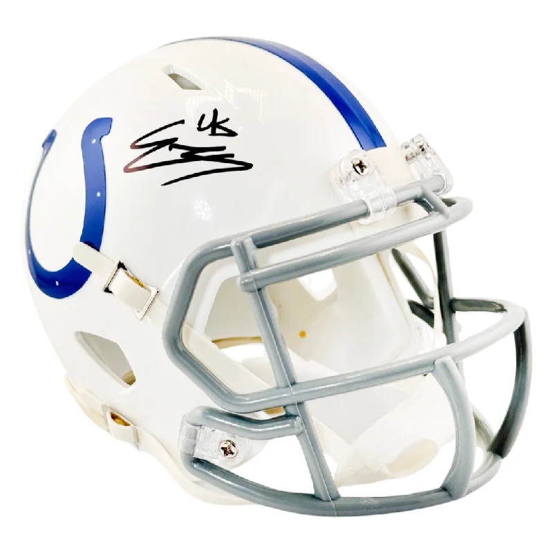 Metallic Football Helmet-EJ Speed Signed Indianapolis Colts Speed Mini Football Helmet (Beckett)