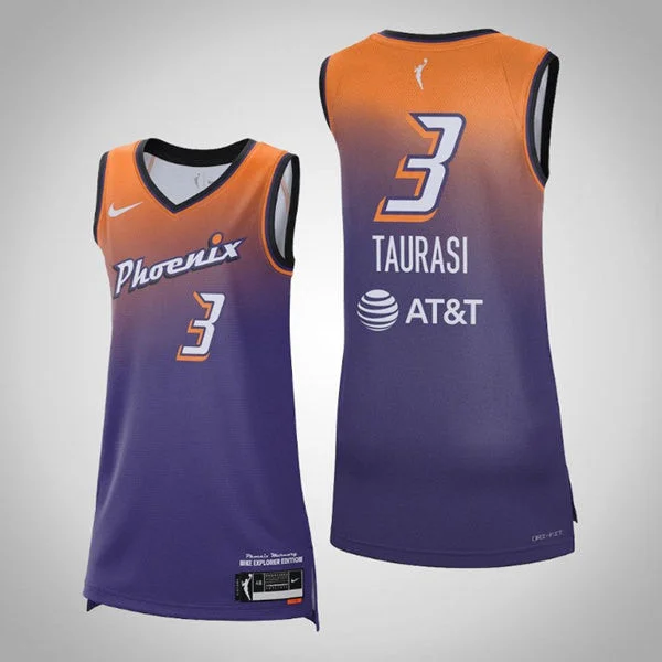 Button-Up Basketball Jersey-Women Phoenix Mercury #3 Diana Taurasi Purple 2021 Explorer Edition Stitched Basketball Jersey