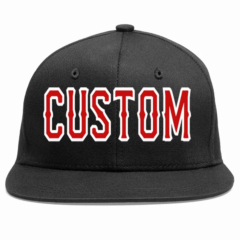 Washed Baseball Cap-Custom Black Red-White Casual Sport Baseball Cap