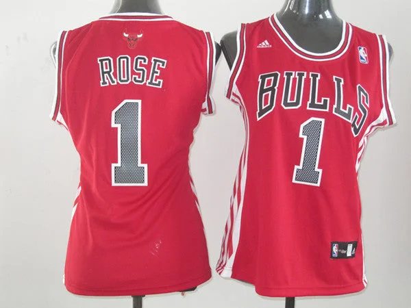 Grey Basketball Jersey-Bulls 1 ROSE Red Women Basketball Jersey