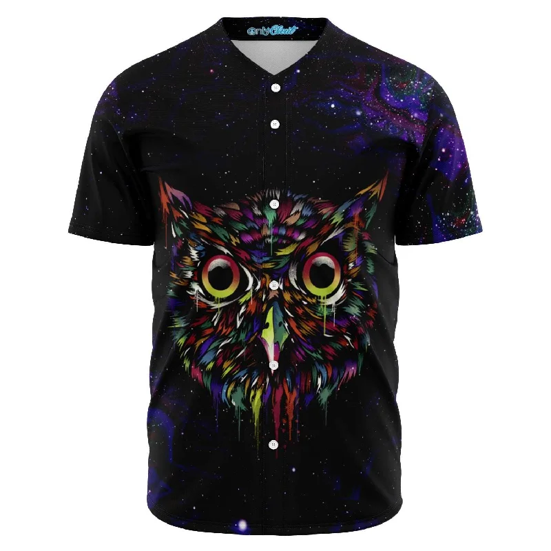 Performance Baseball Jersey-Space Trippy Owl Baseball Jersey