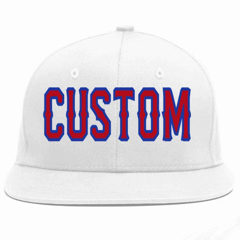 Premium Baseball Cap-Custom White Red-Royal Casual Sport Baseball Cap