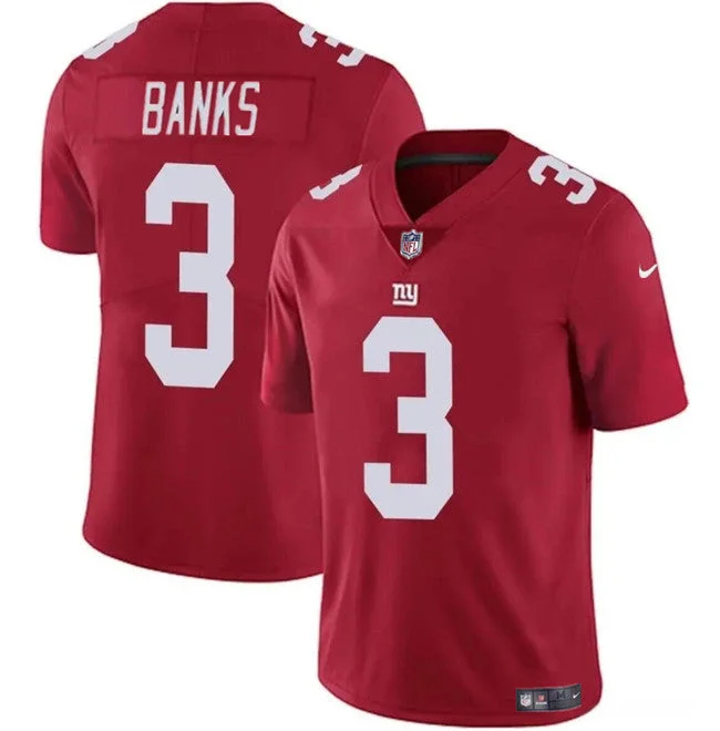 Streetwear Soccer Jersey-Men's New York Giants #3 Deonte Banks Red 2023 F.U.S.E. Untouchable Limited Football Stitched Jersey