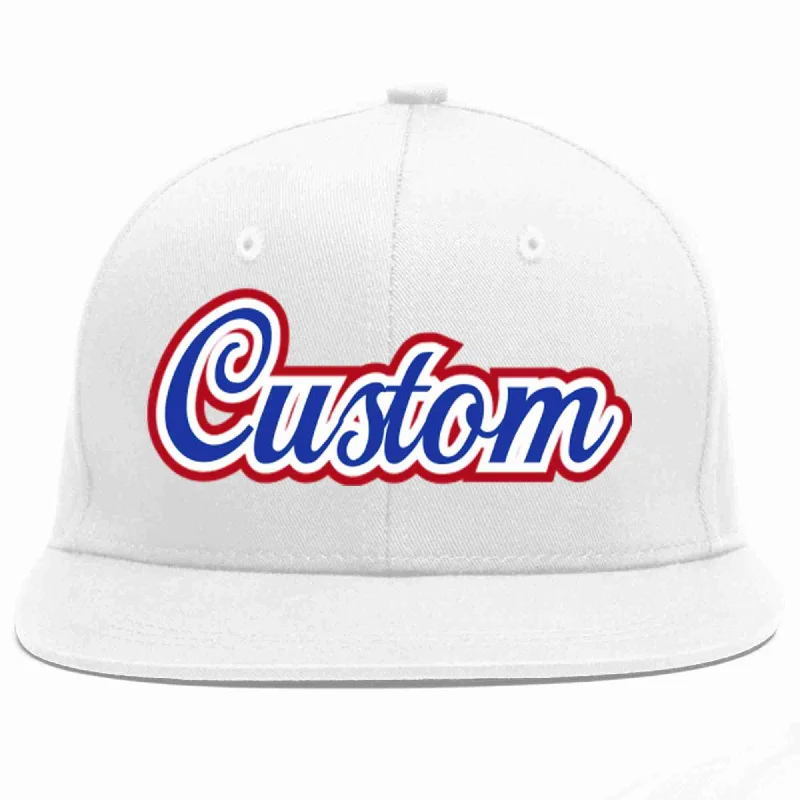 Trucker Baseball Cap-Custom White Royal-White Casual Sport Baseball Cap