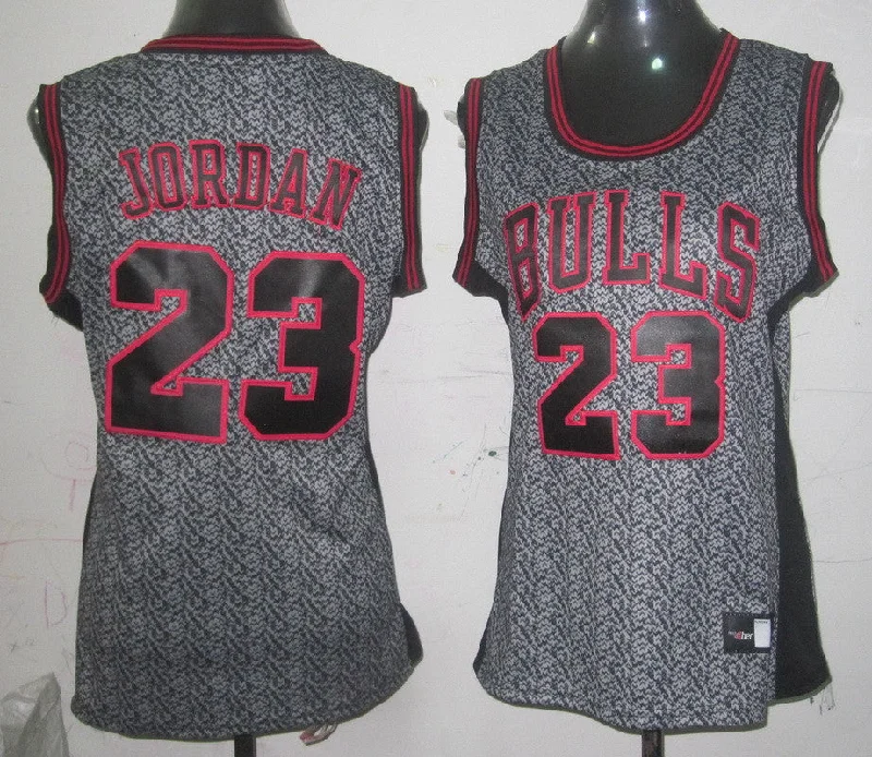 Hall of Fame Basketball Jersey-Bulls 23 Jordan Grey Static Women Basketball Jersey