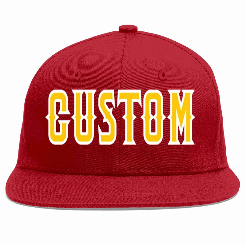 Rock Style Baseball Cap-Custom Red Gold-White Casual Sport Baseball Cap