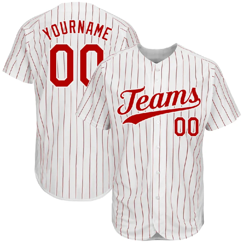 Special Edition Baseball Jersey-Custom White Red Pinstripe Red-White Authentic Baseball Jersey