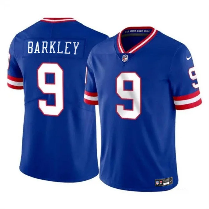 Sleeved Soccer Jersey-Men's New York Giants #9 Matt Barkley Blue 2023 F.U.S.E. Throwback Vapor Untouchable Limited Football Stitched Game Jersey