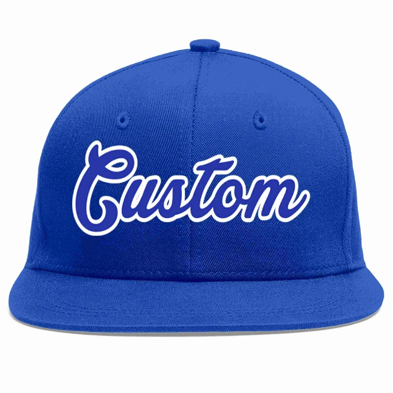 Fitted Baseball Cap-Custom Royal Royal-White Casual Sport Baseball Cap