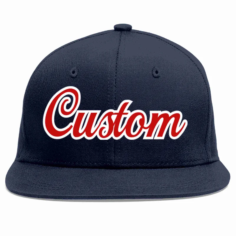 Outdoor Baseball Cap-Custom Navy Red-White Casual Sport Baseball Cap