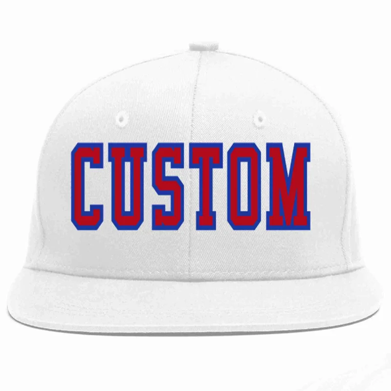 Streetwear Baseball Cap-Custom White Red-Royal Casual Sport Baseball Cap