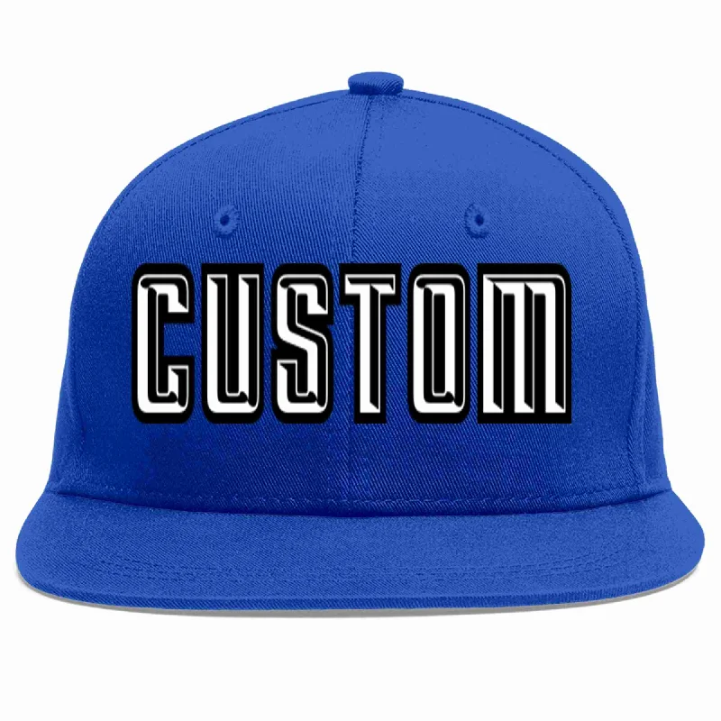 High Crown Baseball Cap-Custom Royal White-Black Casual Sport Baseball Cap