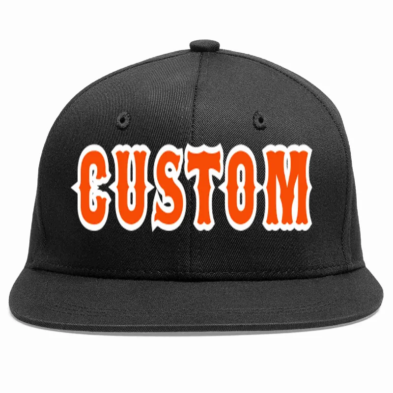 Performance Baseball Cap-Custom Black Orange-White Casual Sport Baseball Cap