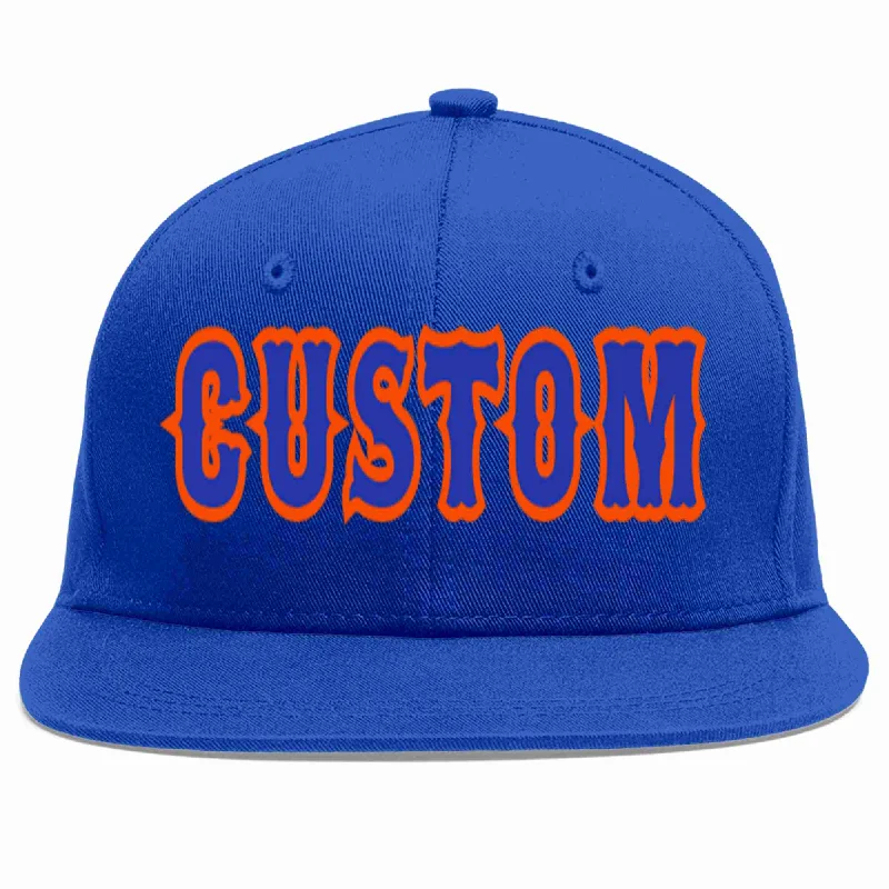 Contrast Stitch Baseball Cap-Custom Royal Royal-Orange Casual Sport Baseball Cap