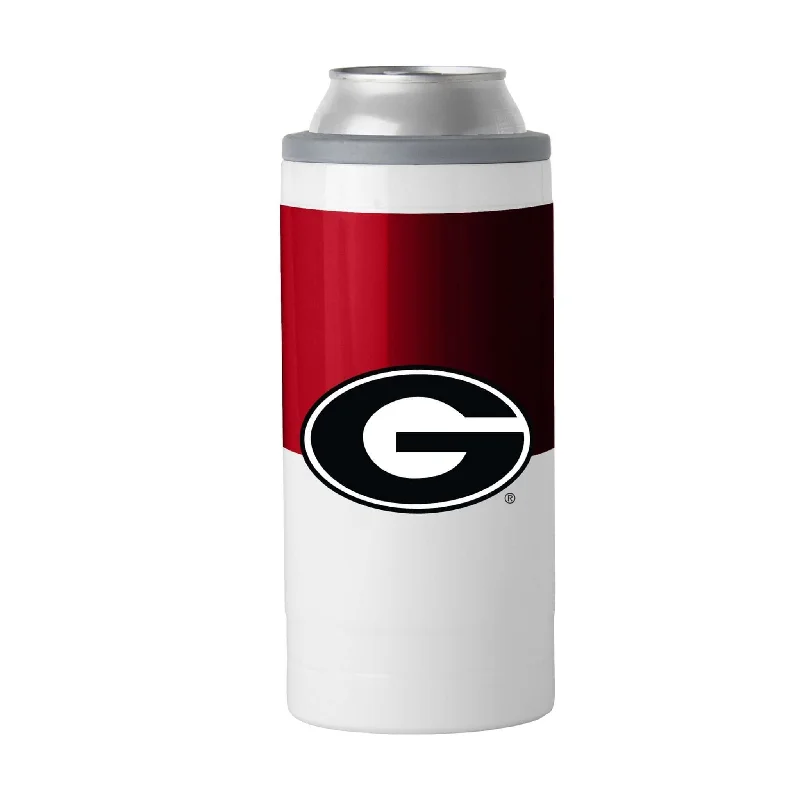 Two-Tone Team Mug-Georgia 12oz Colorblock Slim Can Coolie