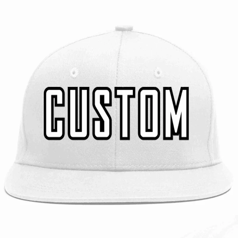 Faux Leather Baseball Cap-Custom White White-Black Casual Sport Baseball Cap