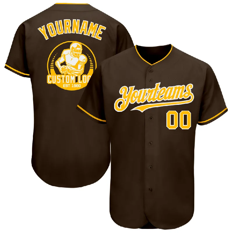 Minor League Baseball Jersey-Custom Brown Gold-White Authentic Baseball Jersey