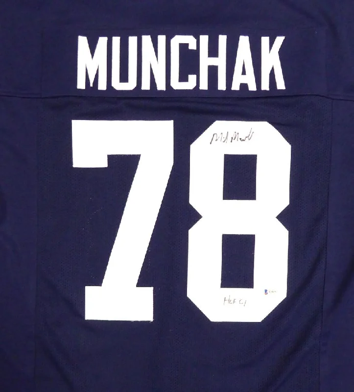 Military-Grade Football Helmet-Penn State Nittany Lions Mike Munchak Autographed Blue Jersey Beckett BAS Stock #114984