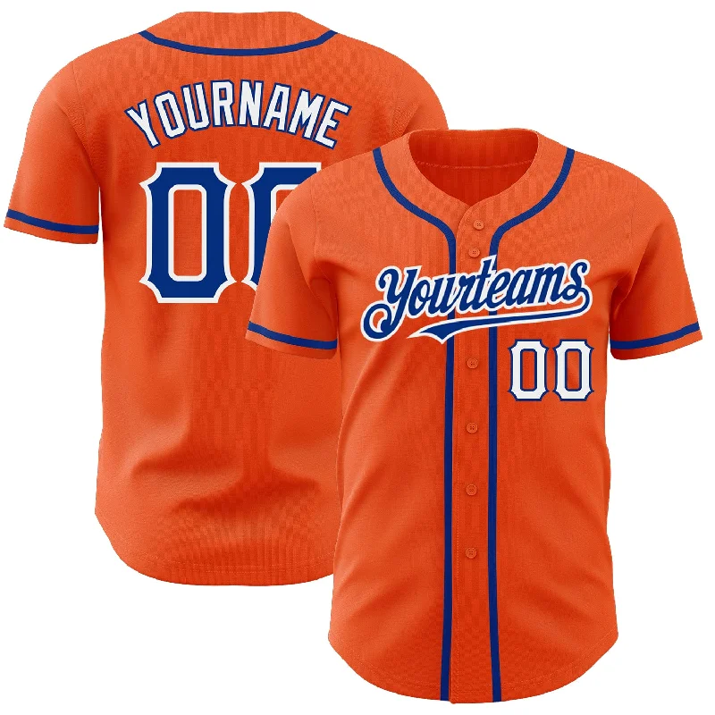 Neon Baseball Jersey-Custom Orange Royal-White Authentic Baseball Jersey