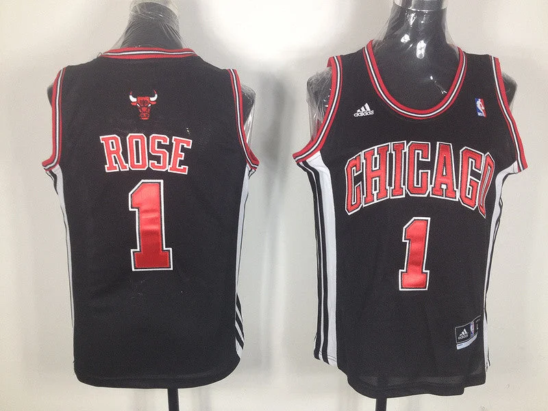 Official Basketball Jersey-Bulls 1 ROSE Black New Fabric Women Basketball Jersey