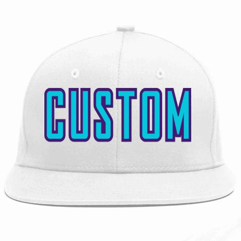 Classic Baseball Cap-Custom White Light Blue-purple Casual Sport Baseball Cap