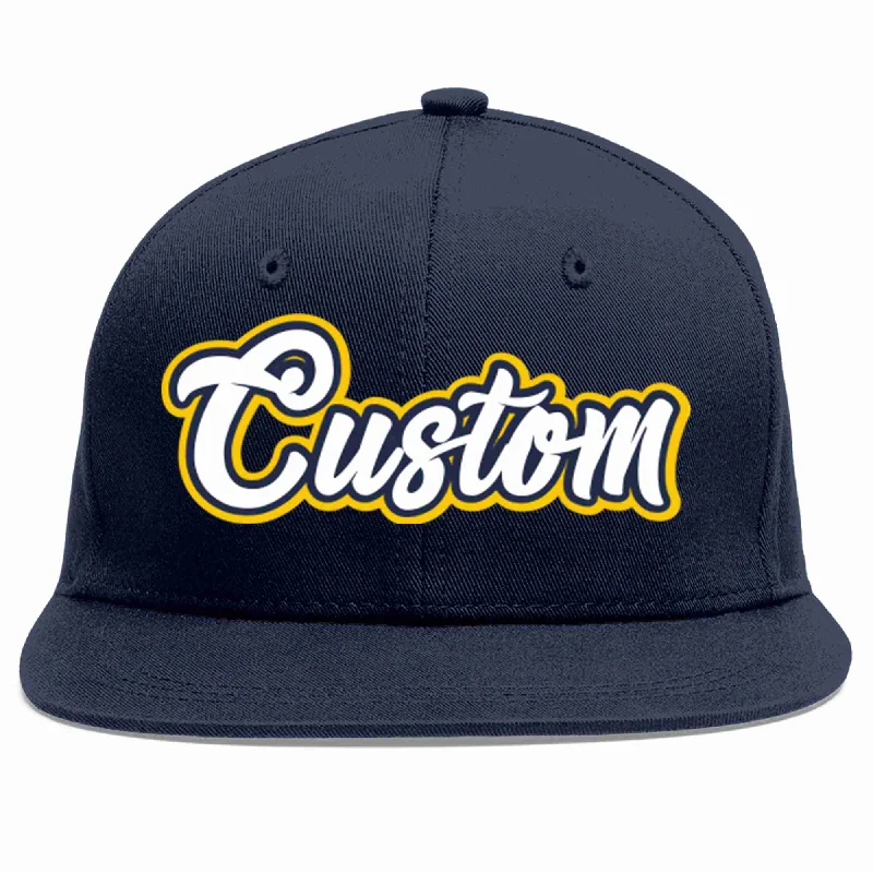 Heavy Duty Baseball Cap-Custom Navy White-Navy Casual Sport Baseball Cap