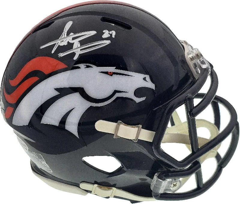 Tinted Visor Football Helmet-Steve Atwater Autographed Denver Broncos Speed Mini Helmet Beckett BAS Stock #177486