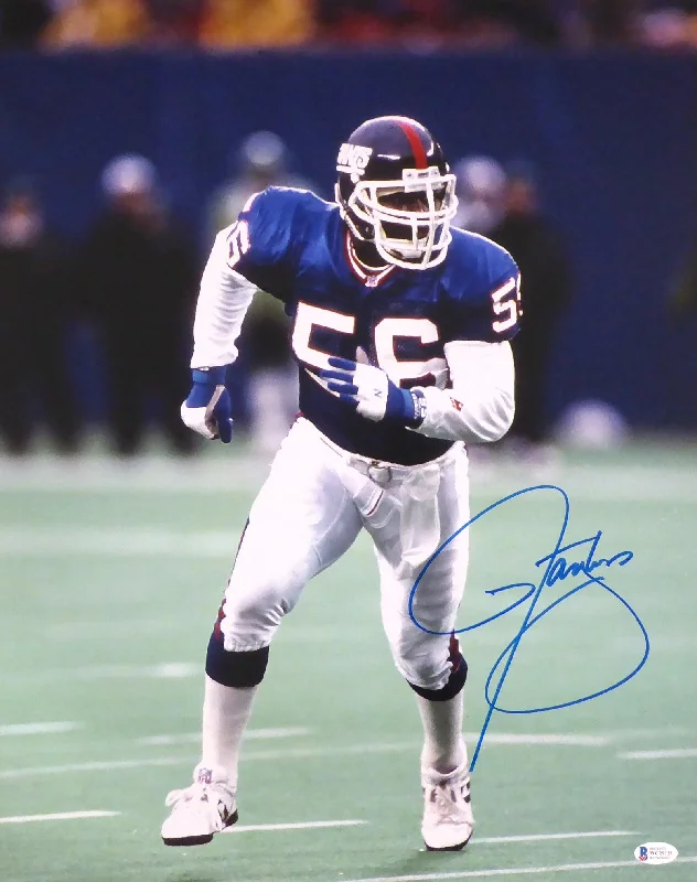 Glow in the Dark Football Helmet-Lawrence Taylor Autographed 16x20 Photo New York Giants Beckett BAS Stock #177681