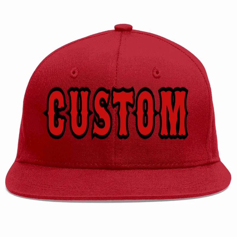 Distressed Baseball Cap-Custom Red Red-Black Casual Sport Baseball Cap