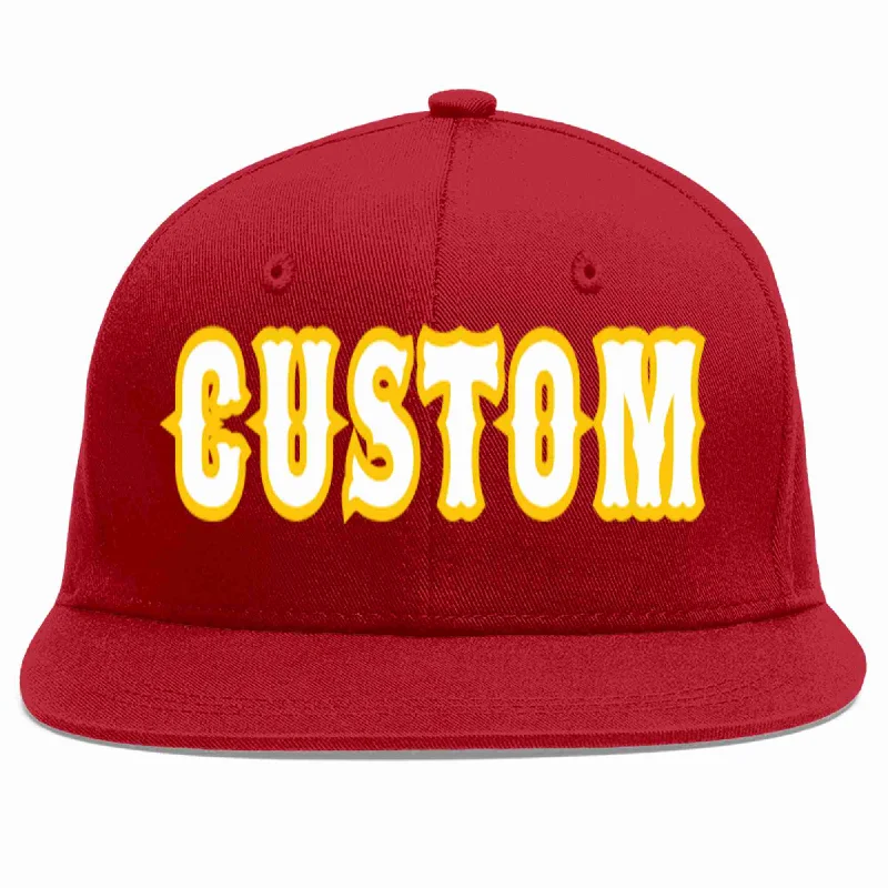 Patchwork Baseball Cap-Custom Red White-Gold Casual Sport Baseball Cap