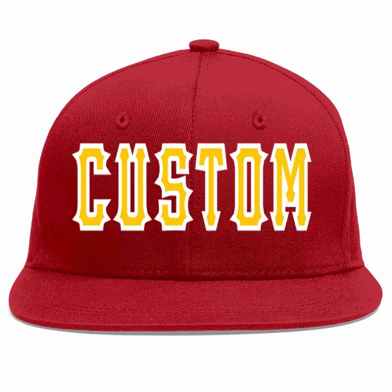 Monochrome Baseball Cap-Custom Red Gold-White Casual Sport Baseball Cap