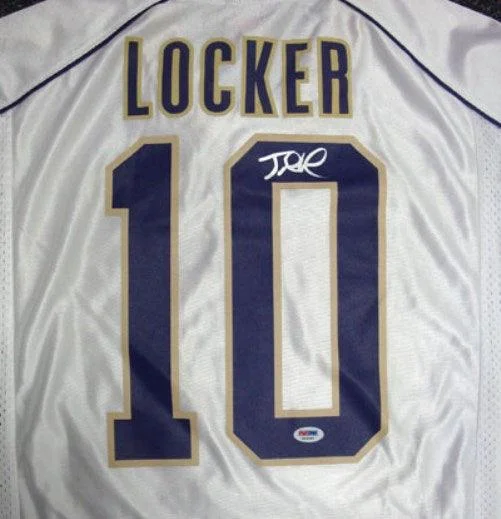 Professional Football Helmet-Washington Huskies Jake Locker Autographed White Nike Jersey Size XL PSA/DNA RookieGraph Stock #16374