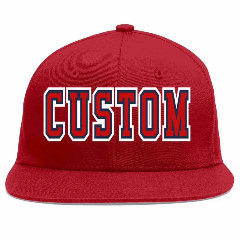 Rock Style Baseball Cap-Custom Red Red-Navy Casual Sport Baseball Cap