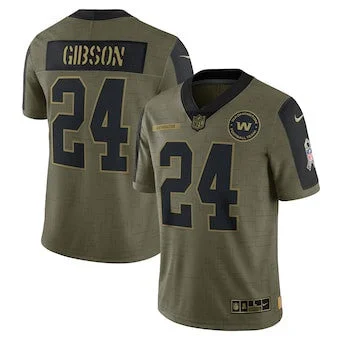 Maroon Soccer Jersey-Men's Washington Football Team #24 Antonio Gibson Olive 2021 Salute To Service Limited Player Jersey