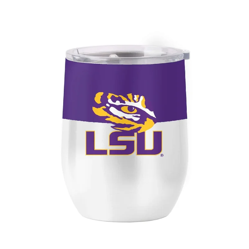 Spill-Proof Team Mug-LSU 16oz Colorblock Stainless Curved Beverage