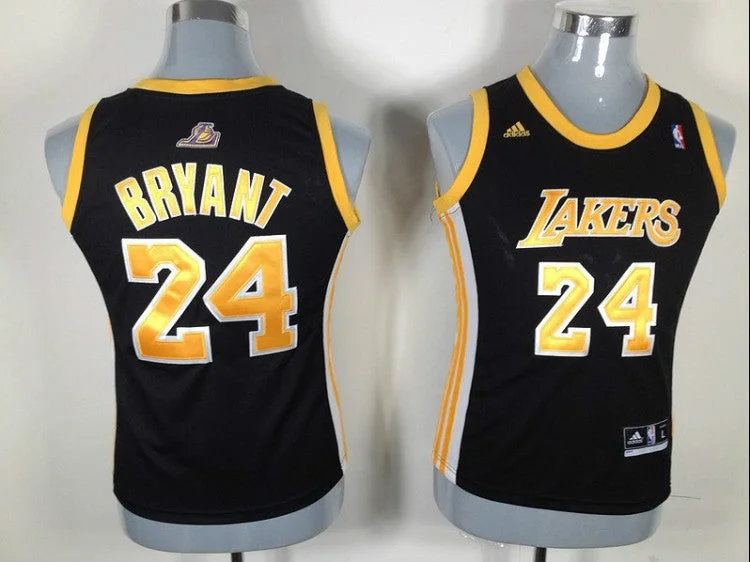 Long Sleeve Basketball Jersey-Lakers 24 Bryant Black golden number Women Basketball Jersey