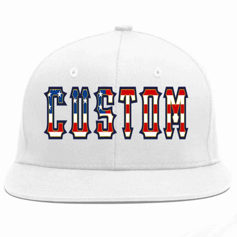 Travel Baseball Cap-Custom White Vintage USA Flag-Gold Casual Sport Baseball Cap