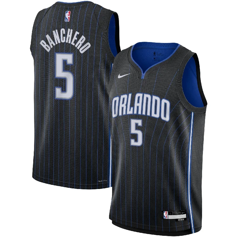 Embroidered Basketball Jersey-Paolo Banchero Orlando Magic Youth Swingman Basketball Jersey - Icon Edition - Black