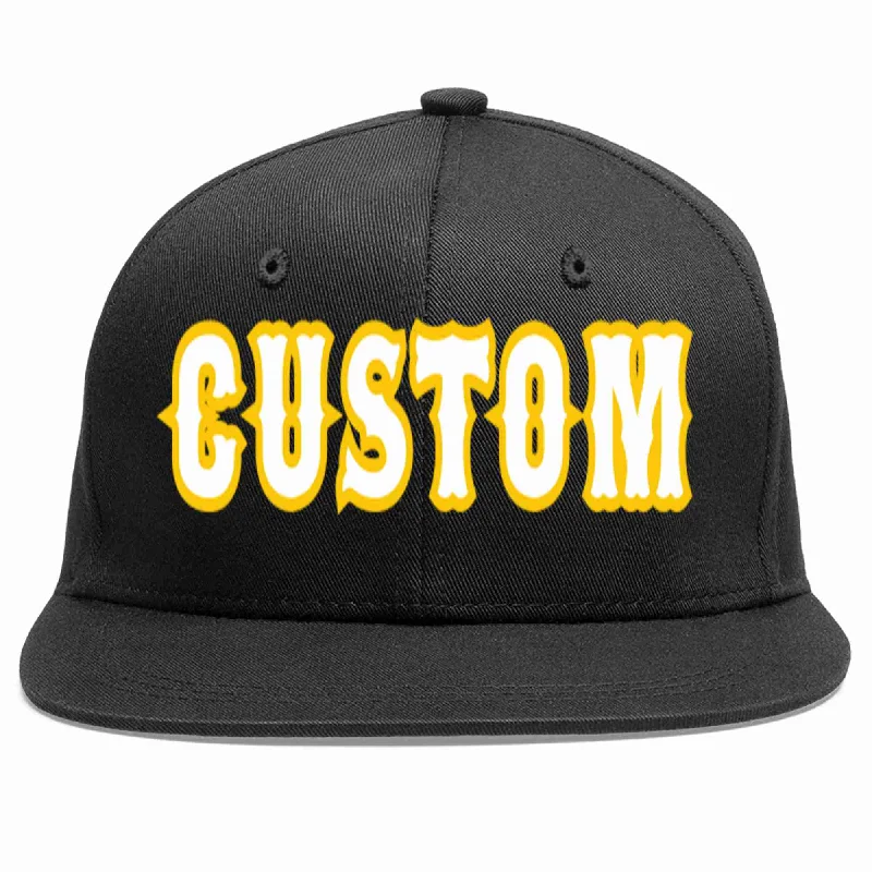 Windproof Baseball Cap-Custom Black White-Gold Casual Sport Baseball Cap