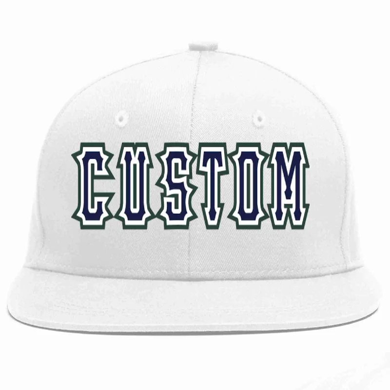 Punk Baseball Cap-Custom White Navy-White Casual Sport Baseball Cap