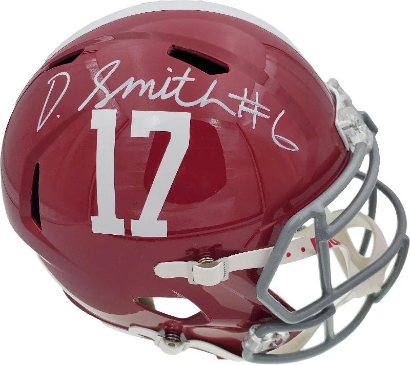 Embroidered Football Helmet-Devonta Smith Autographed Alabama Crimson Tide Full Size Speed Replica Helmet Beckett BAS Stock #189554