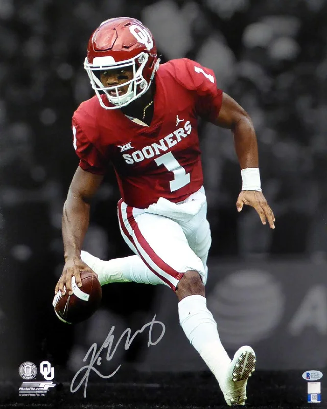 Street Style Football Helmet-Kyler Murray Autographed 16x20 Photo Oklahoma Sooners Beckett BAS Stock #145898