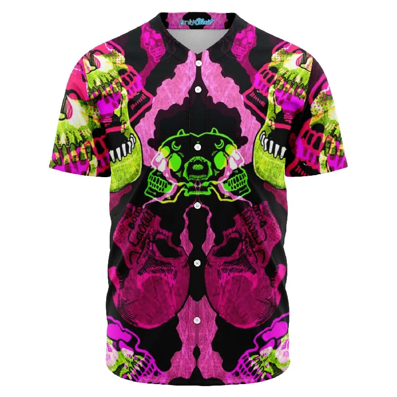 Championship Baseball Jersey-Trippy Acid Skull Baseball Jersey