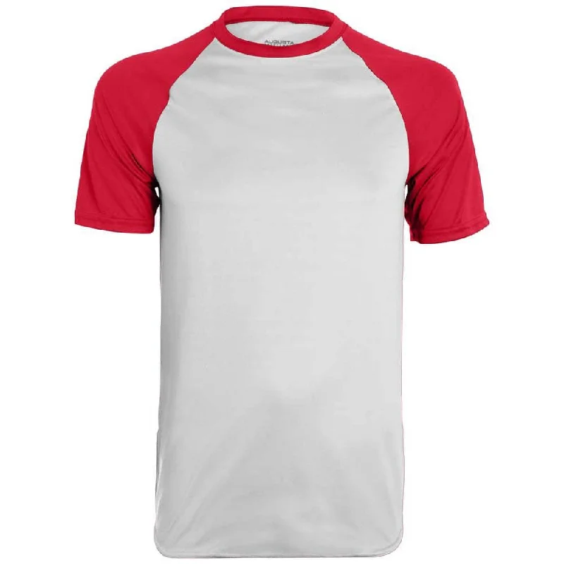 Embroidered Baseball Jersey-Wicking Retro Short Sleeve Jersey White-Red