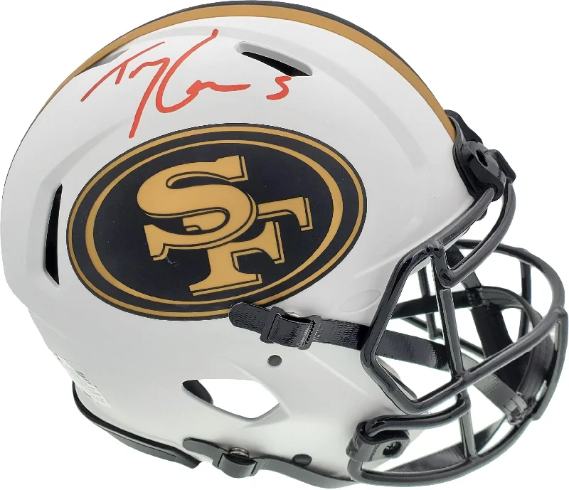 Urban Style Football Helmet-Trey Lance Autographed San Francisco 49ers Lunar Eclipse White Full Size Authentic Speed Helmet Beckett BAS QR Stock #194743