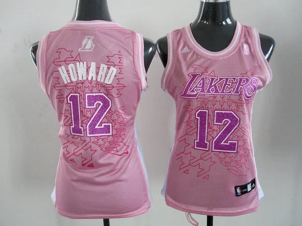 Breathable Basketball Jersey-Lakers 12 Howard Pink Women Basketball Jersey