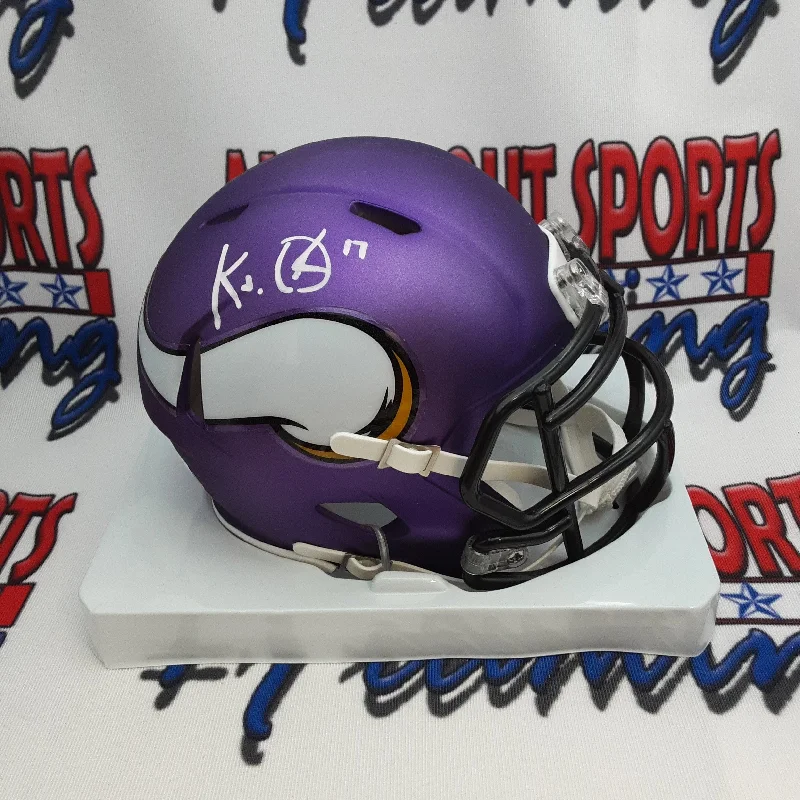 Green Football Helmet-KJ Osborne Authentic Signed Autographed Mini Helmet JSA.