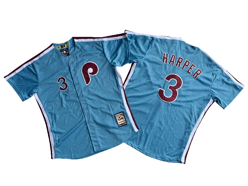 Tie-Dye Baseball Jersey-Philadelphia Phillies #3 HARPER Retro White Jersey